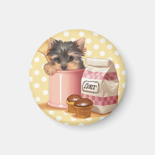 Yorkie and chocolate cupcakes magnet