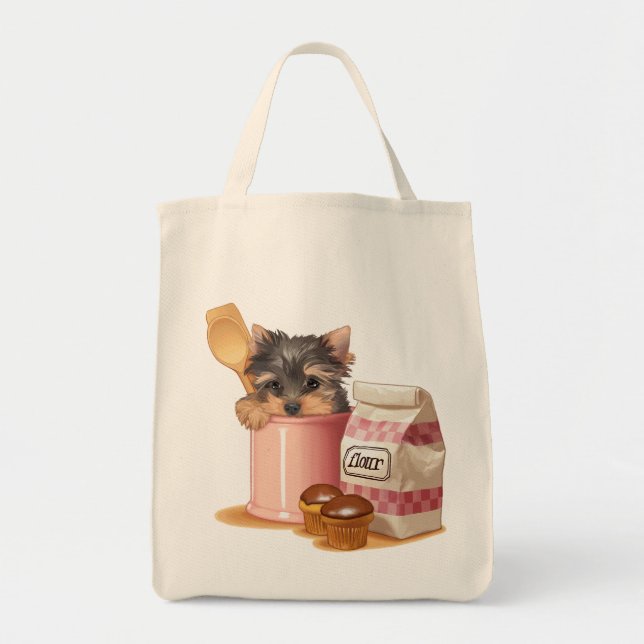Yorkie and chocolate cupcakes tote bag (Front)