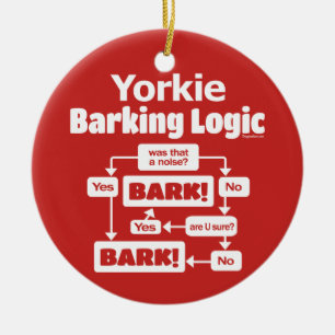 Yorkie Barking Logic Ceramic Ornament
