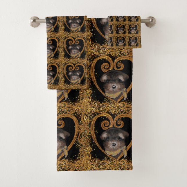 Yorkie       bath towel set (Insitu)