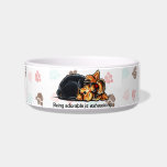 Yorkie Being Adorable Off-Leash Art™ Bowl<br><div class="desc">Click "Read more" for how to change background colours.Original artwork by Andie of Off-Leash Art™ of a Yorkie curled up and sleeping soundly. Fun design for kids and Yorkshire Terrier lovers. To change the background colour, click the orange "customize it!" button below the product image, then on the toolbar on...</div>
