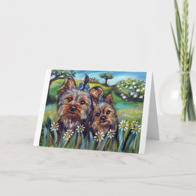 Yorkie best buds Lucy and Milly Card (Front)