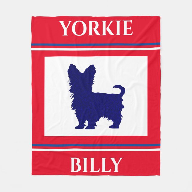 Yorkie blanket. Personalized name. Fleece Blanket (Front)