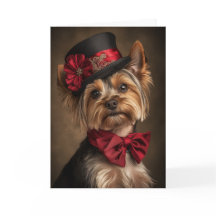 Yorkie Christmas Card Elegant Victorian Dog