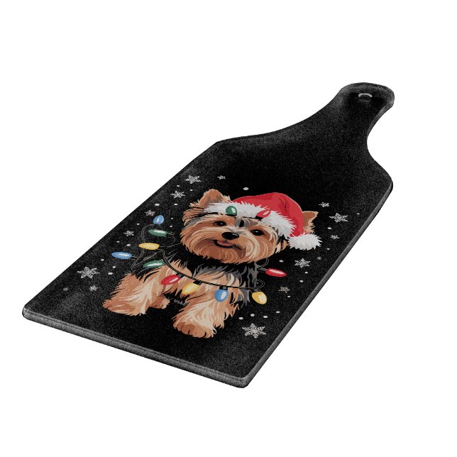 Yorkie Christmas Dog Long Xmas Gift Cutting Board (Corner)