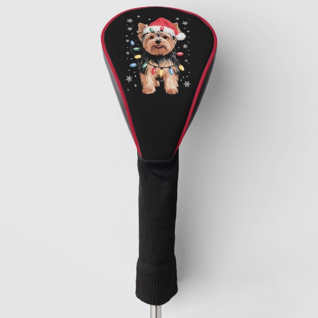 Yorkie Christmas Dog Long Xmas Gift Golf Head Cover (Front)