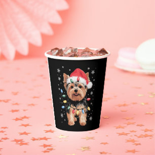 Yorkie Christmas Dog Long Xmas Gift Paper Cups