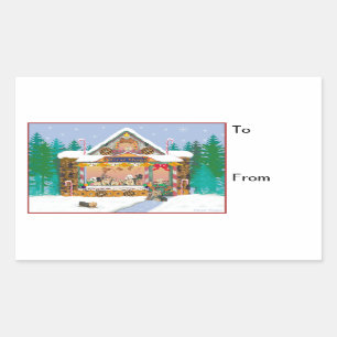 Yorkie Christmas Gingerbread Tags Stickers