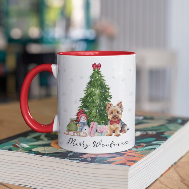 Yorkie Christmas Mug Merry Woofmas Amant chien drô (Personalized Dog Lover Mug - Perfect Holiday Gift. Merry Woofmas Mug. Yorkie Christmas Mug)