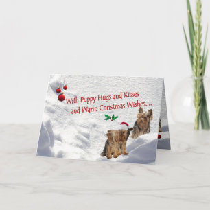 Yorkie Christmas Snow Scene Carte de voeux