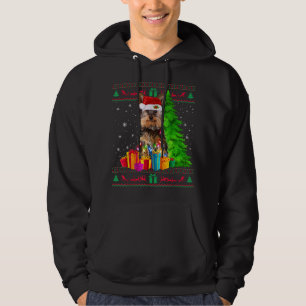 Yorkie Christmas Tree Light Santa Hat Dog Lover Sw Hoodie
