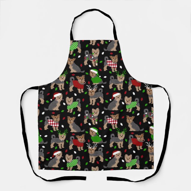 Yorkie Christmas Yorkshire Terrier Dog Apron (Front)