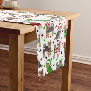 Yorkie Christmas Yorkshire Terrier Dog Short Table Runner