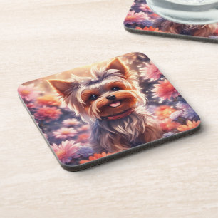 Yorkie- coasters with cork back - set of 6