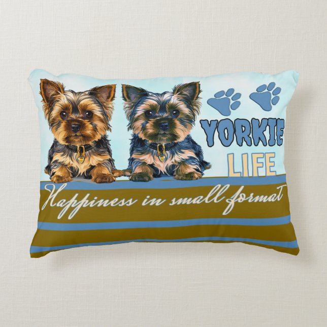 Yorkie cute accent pillow (Front)