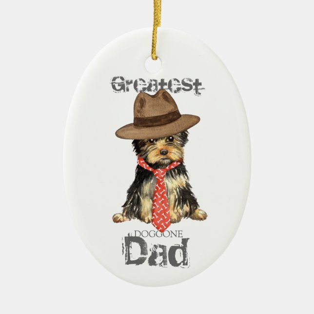 Yorkie Dad Ceramic Ornament (Front)