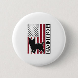 Yorkie Dad Patriotic Vintage Engraving Dog Shirt D 2 Inch Round Button
