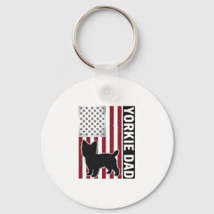 Yorkie Dad Patriotic Vintage Engraving Dog Shirt D Keychain