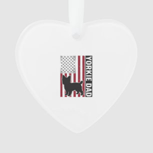 Yorkie Dad Patriotic Vintage Engraving Dog Shirt D Ornament