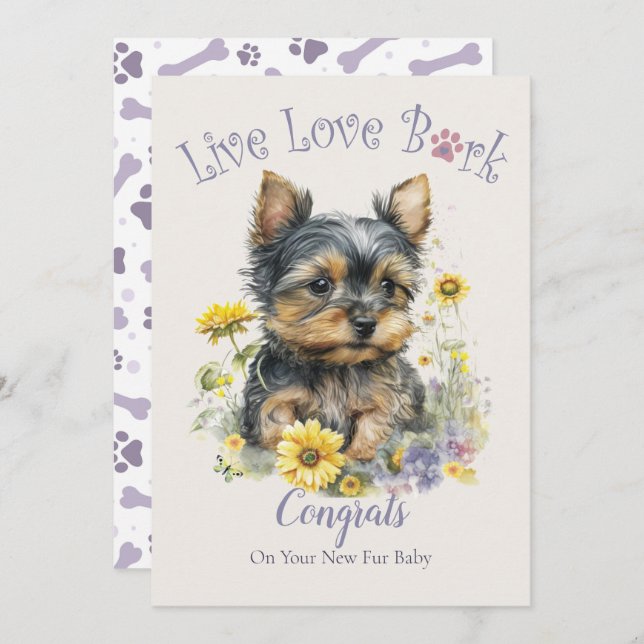 Yorkie Dog Adoption, Gotcha Day Card (Front/Back)