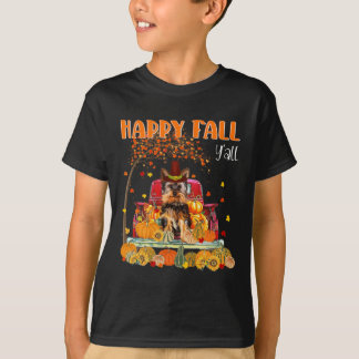 Yorkie Dog Autumn Fall Pumpkin Truck Mappe Thanksg T-Shirt