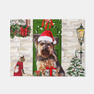Yorkie Dog Christmas   Doormat