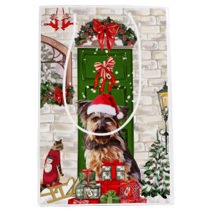 Yorkie Dog Christmas   Medium Gift Bag