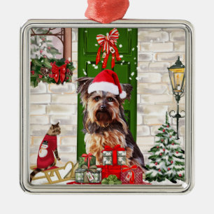 Yorkie Dog Christmas  Metal Ornament