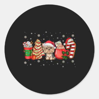 Yorkie Dog Christmas Pajamas Coffee Latte Mugs Xma Classic Round Sticker