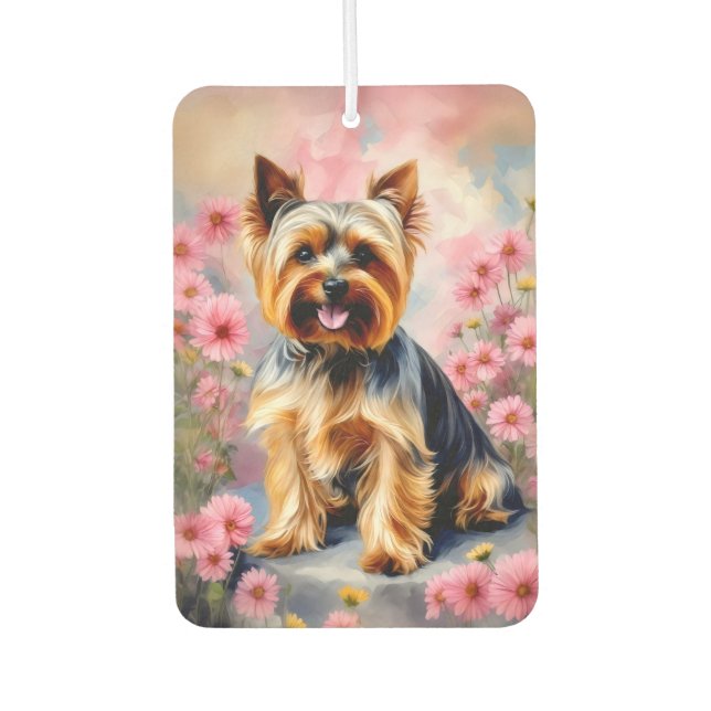 Yorkie Dog Flower Air Freshener (Front)