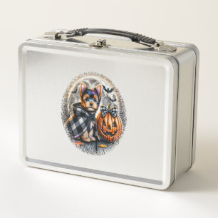 Yorkie Dog Halloween Metal Lunch Box