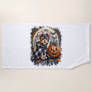 Yorkie Dog Halloween Square Beach Towel