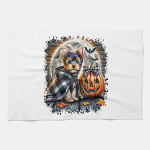 Yorkie Dog Halloween Square Kitchen Towel