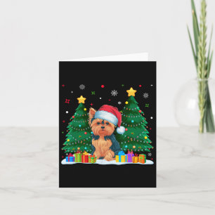 Yorkie Dog Lovers Santa Hat Ugly Christmas Sweater Card