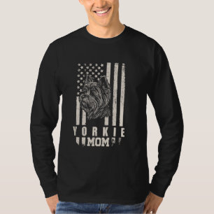 Yorkie Dog Mom American Flag Gifts for Women Mama T-Shirt