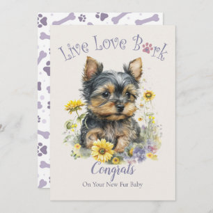 Yorkie Dog Mom Floral Adoption Card