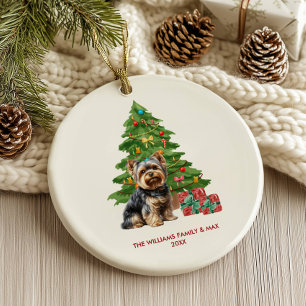 Yorkie Dog Personalized Christmas Ceramic Ornament