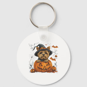 Yorkie Dog Pumpkin Halloween Thanksgiving Keychain