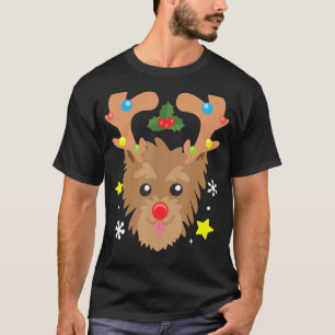 Yorkie Dog Reindeer Funny Cute Dog Mom Dad Christm T-Shirt