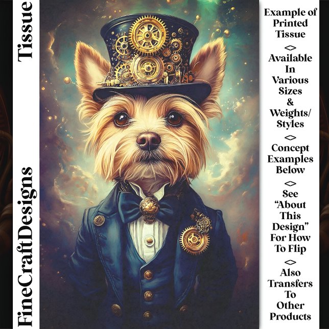 Yorkie Dog, Steampunk Suit Top Hat CZ7F Decoupage Tissue Paper (Creator Uploaded)