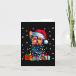 Yorkie Dog Ugly Xmas Lights Santa Hat Yorkie Dog C Card