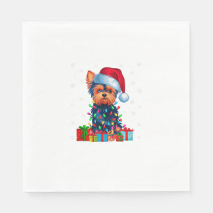 Yorkie Dog Ugly Xmas Lights Santa Hat Yorkie Dog C Napkin