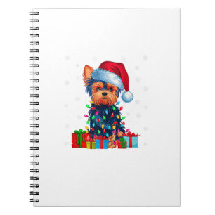 Yorkie Dog Ugly Xmas Lights Santa Hat Yorkie Dog C Notebook