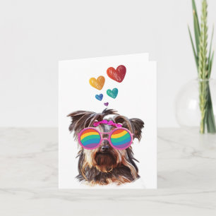 Yorkie Dog with Hearts Valentine's Day Card