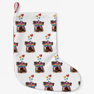 Yorkie Dog with Hearts Valentine's Day Small Christmas Stocking
