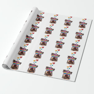 Yorkie Dog with Hearts Valentine's Day Wrapping Paper