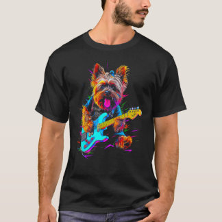 Yorkie Dog Yorkshire Terrier Guitarist T-Shirt