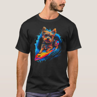 Yorkie Dog Yorkshire Terrier Surfing T-Shirt