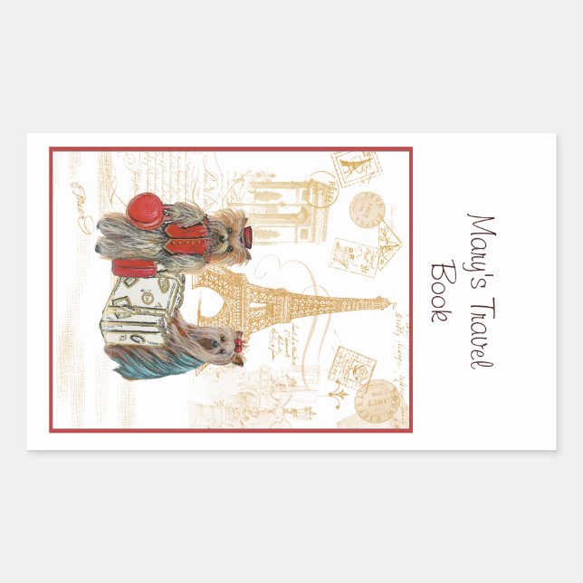 Yorkie Eiffel Tower Paris Book Plate sticker (Front)