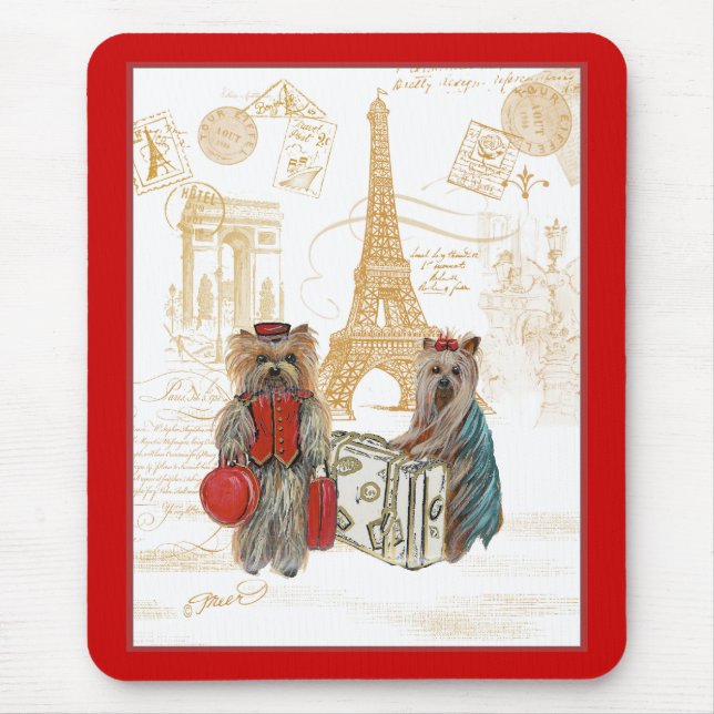 Yorkie Eiffel Tower Paris Mouse Pad (Front)